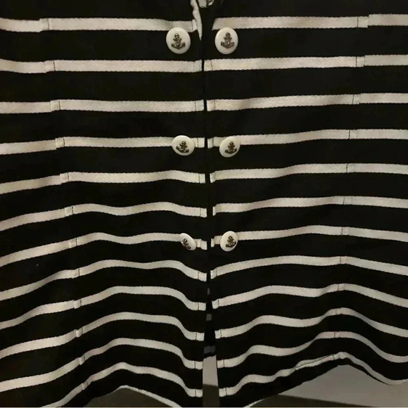 Charming Charlie Women's Black & White Striped Jacket W/Sailor Buttons - Picture 2 of 8